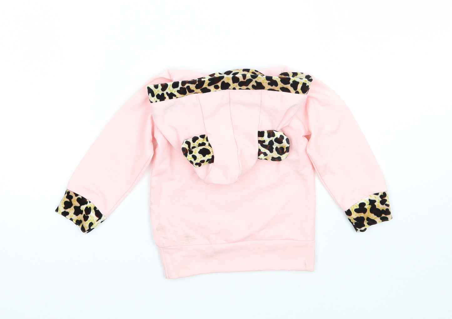 Preworn Girls Pink Animal Print  Pullover Hoodie Size 2-3 Years