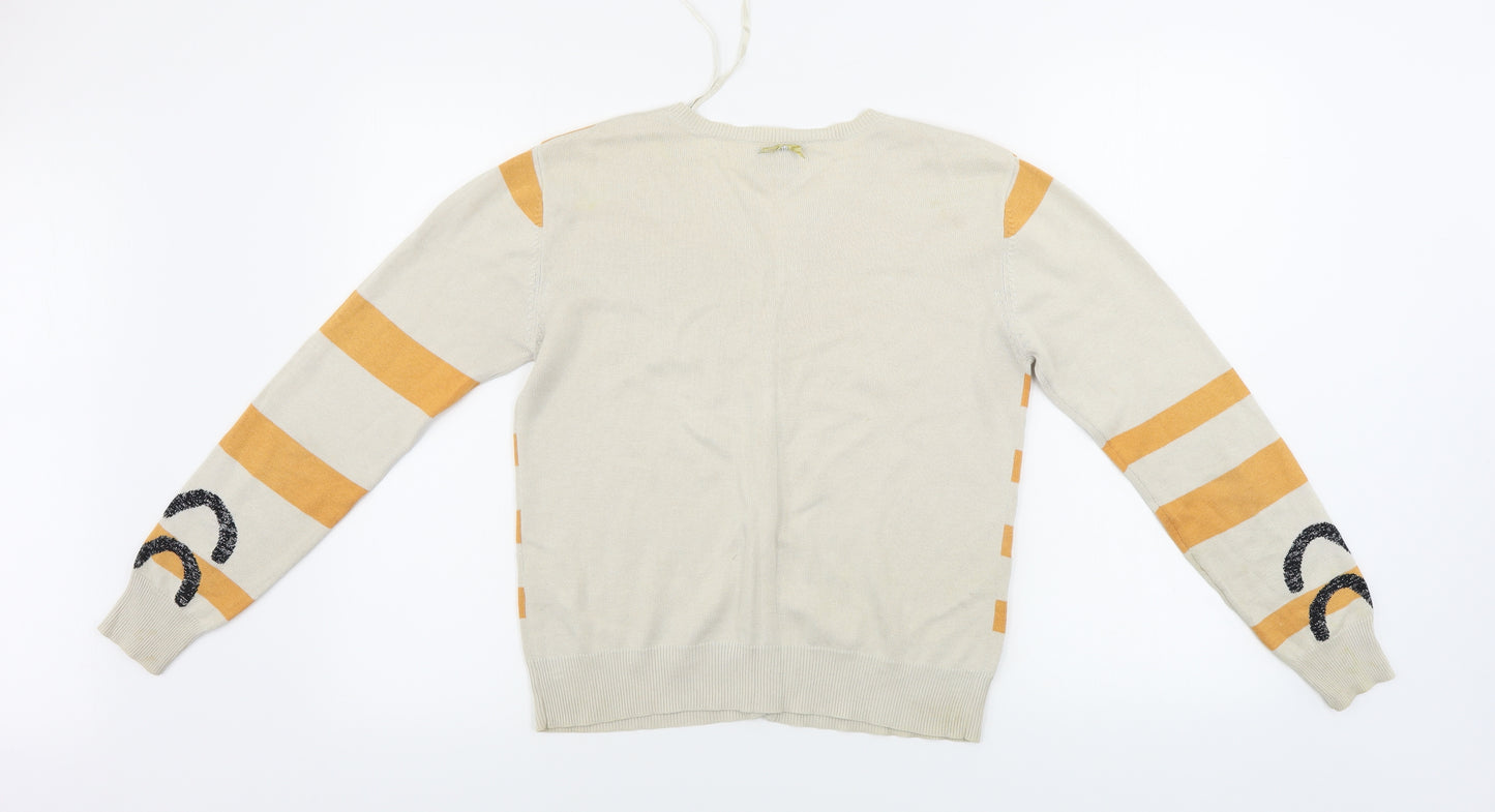 Antoni & Alison  Womens Beige Striped  Cardigan Jumper Size M