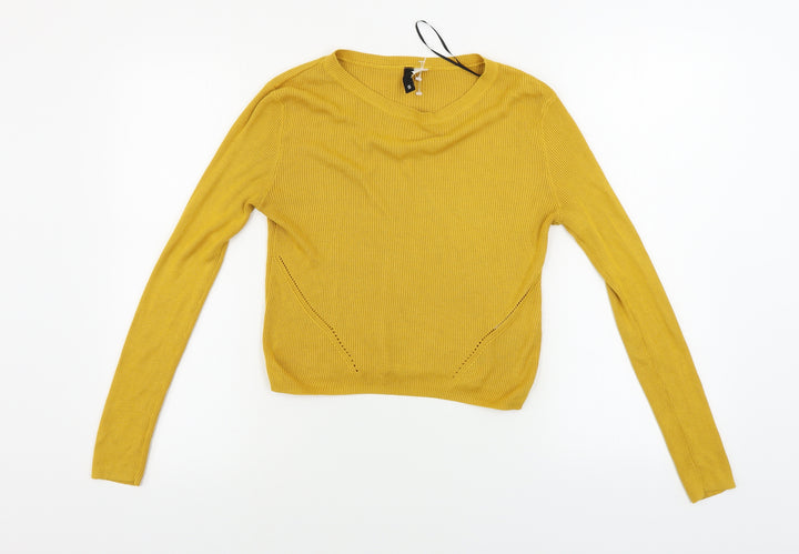 H&M Womens Yellow Pullover Jumper Size S