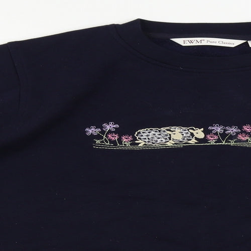 EWM  Womens Blue Floral  Pullover Jumper Size M