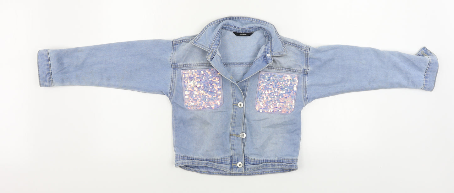 George  Girls Blue   Jacket Coat Size 7-8 Years