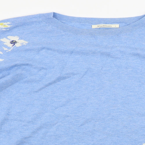 Woolovers  Womens Blue Floral  Pullover Jumper Size L