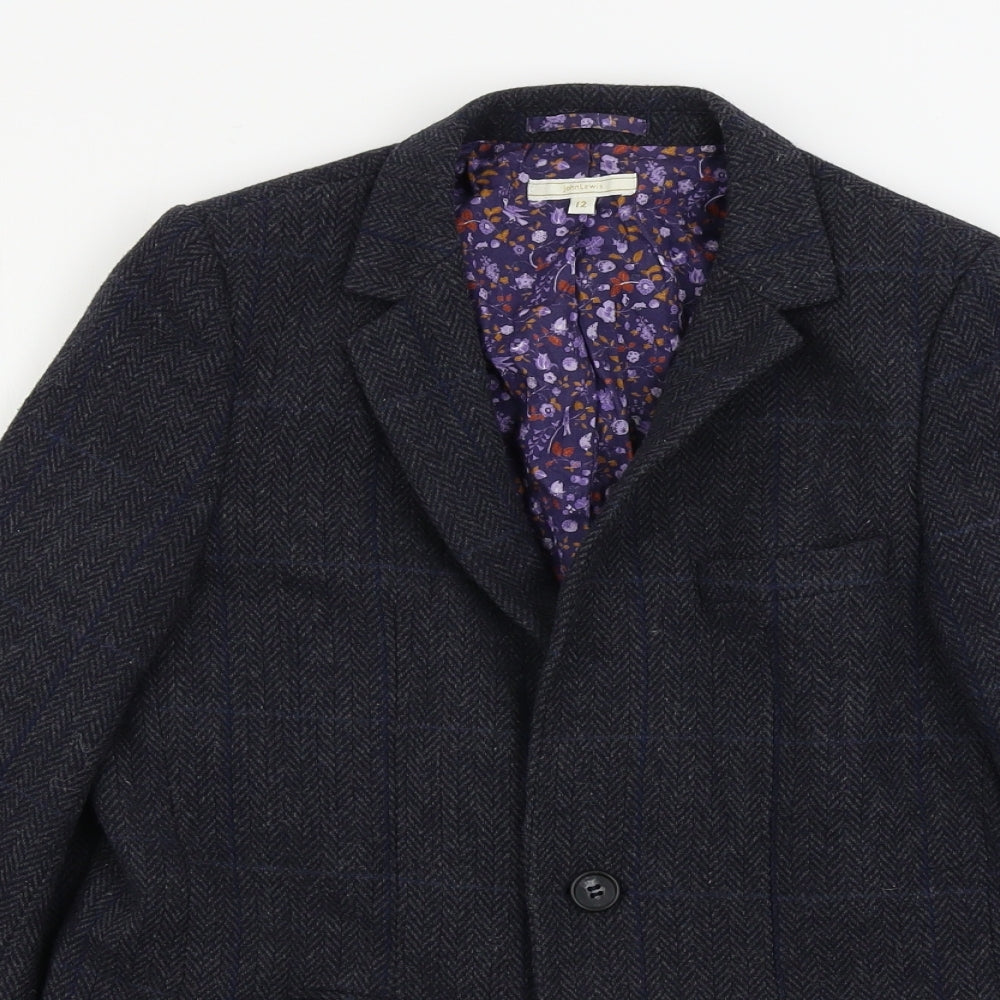 John Lewis Boys Black   Jacket Blazer Size 12 Years
