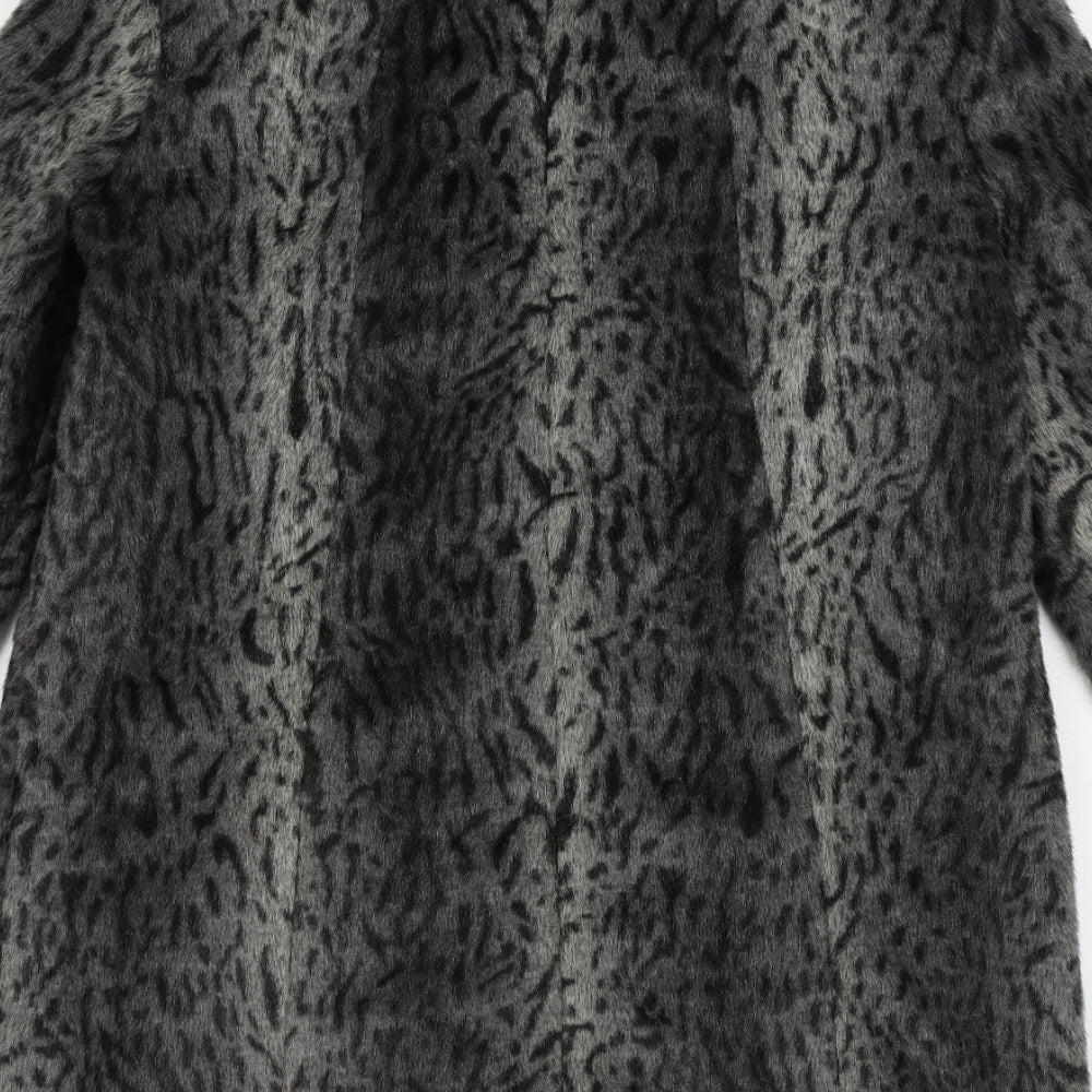 M&Co Womens Black Animal Print  Jacket Coat Size 10