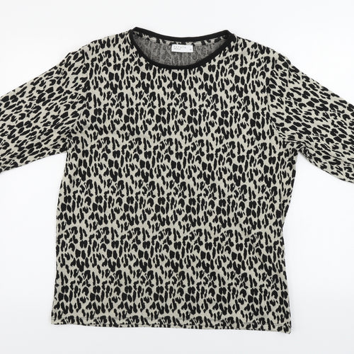 Papaya  Womens Beige Animal Print  Pullover Jumper Size 14