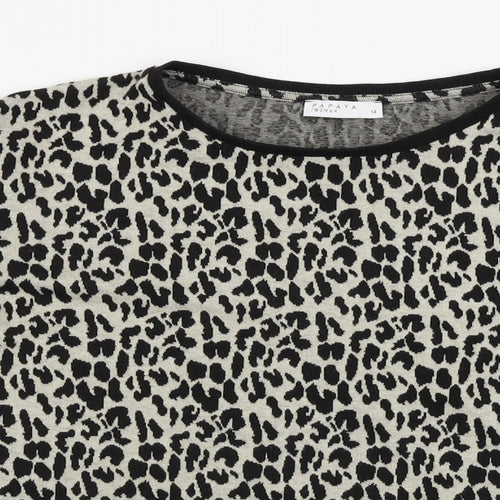 Papaya  Womens Beige Animal Print  Pullover Jumper Size 14