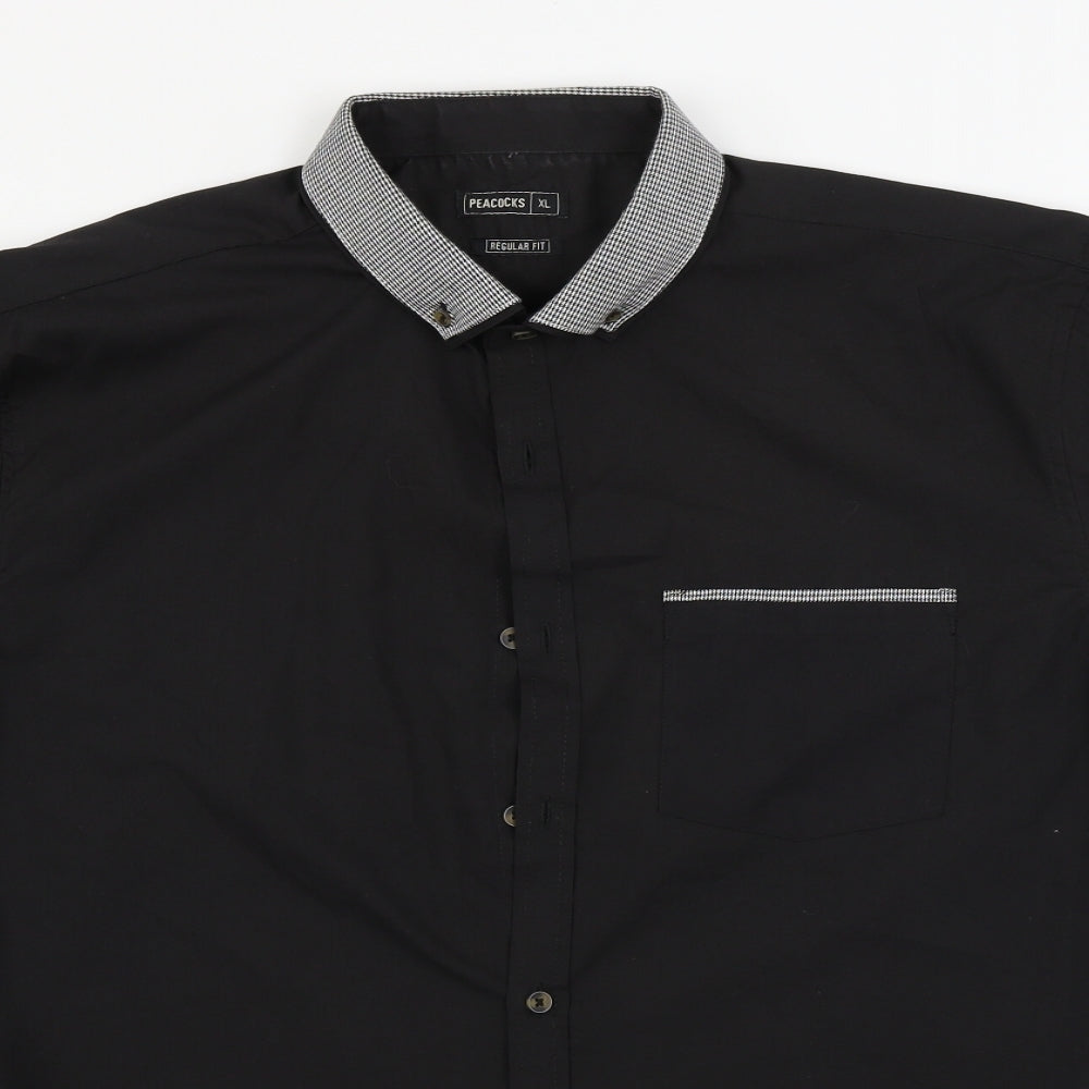 Peacocks  Mens Black    Dress Shirt Size XL
