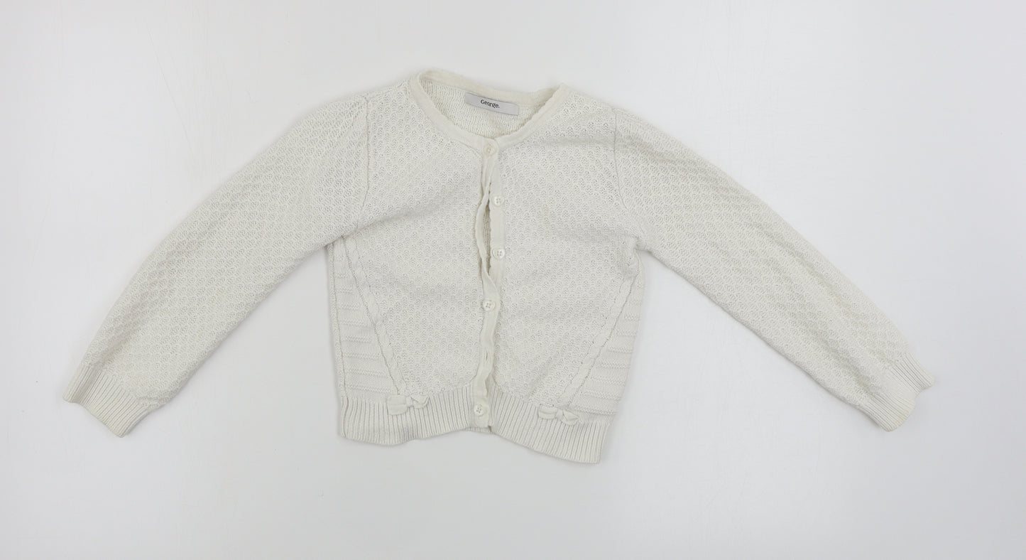 George Girls White   Cardigan Jumper Size 5-6 Years