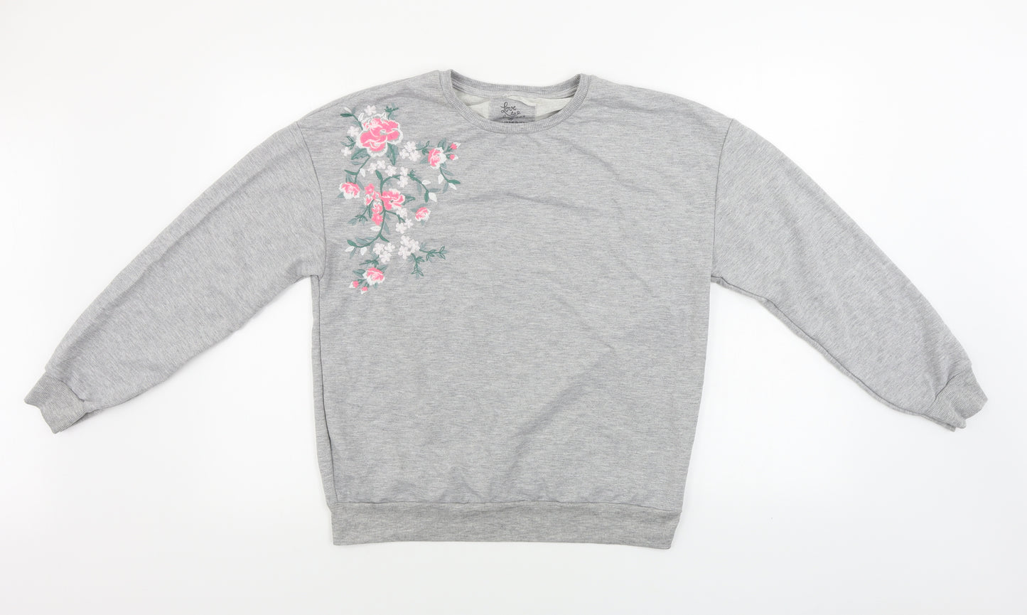 love to lounge       Womens Grey Floral  Pullover Jumper Size M