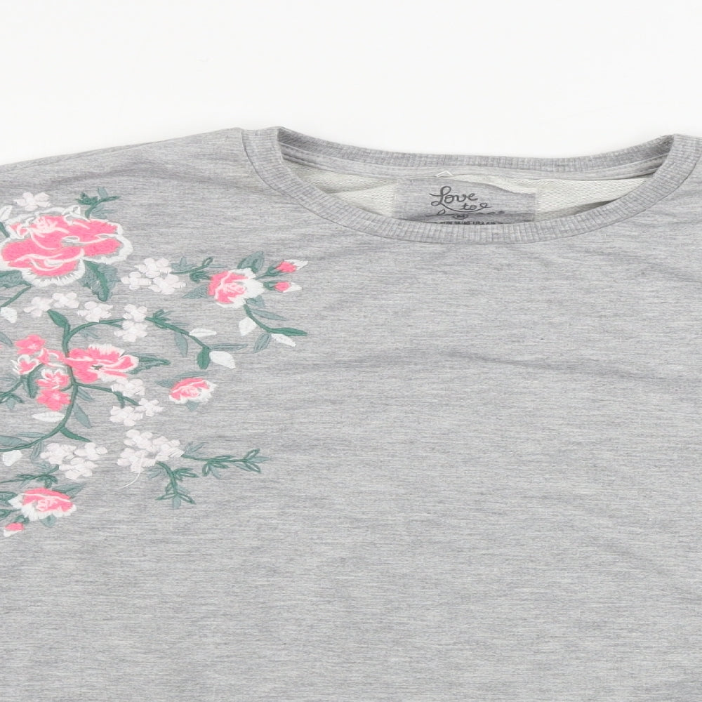 love to lounge       Womens Grey Floral  Pullover Jumper Size M