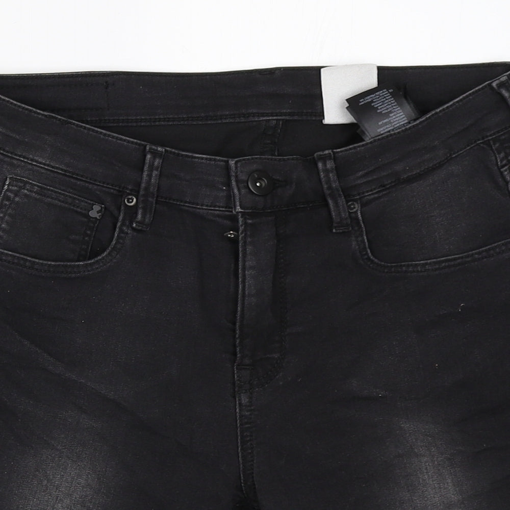 H&M Womens Black  Denim Bermuda Shorts Size 36
