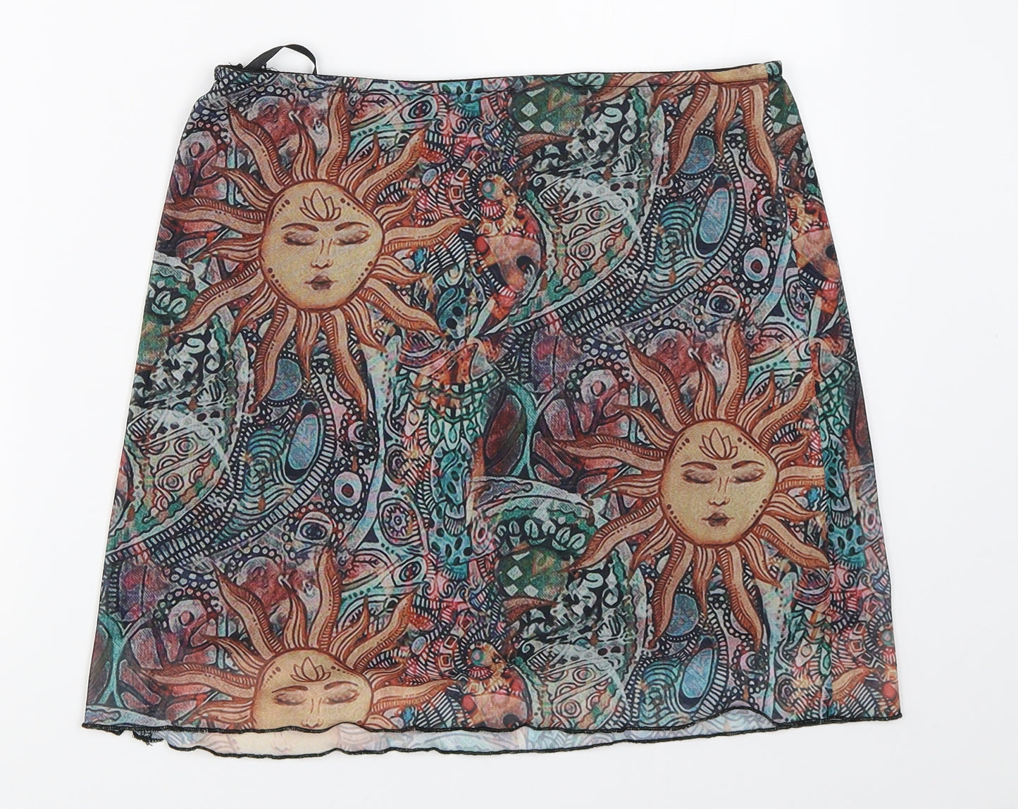 Preworn Womens Black Geometric  Mini Skirt Size L