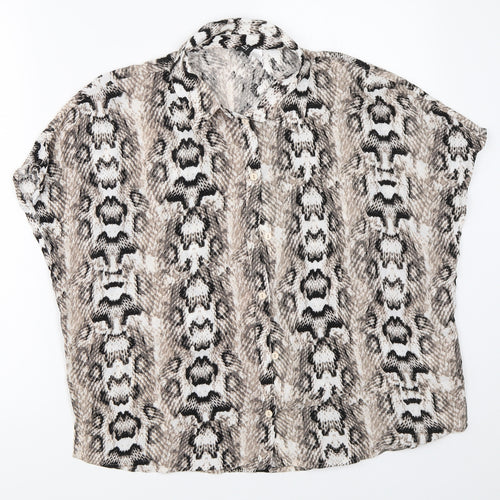 H&M Womens Grey Animal Print  Basic Button-Up Size 38