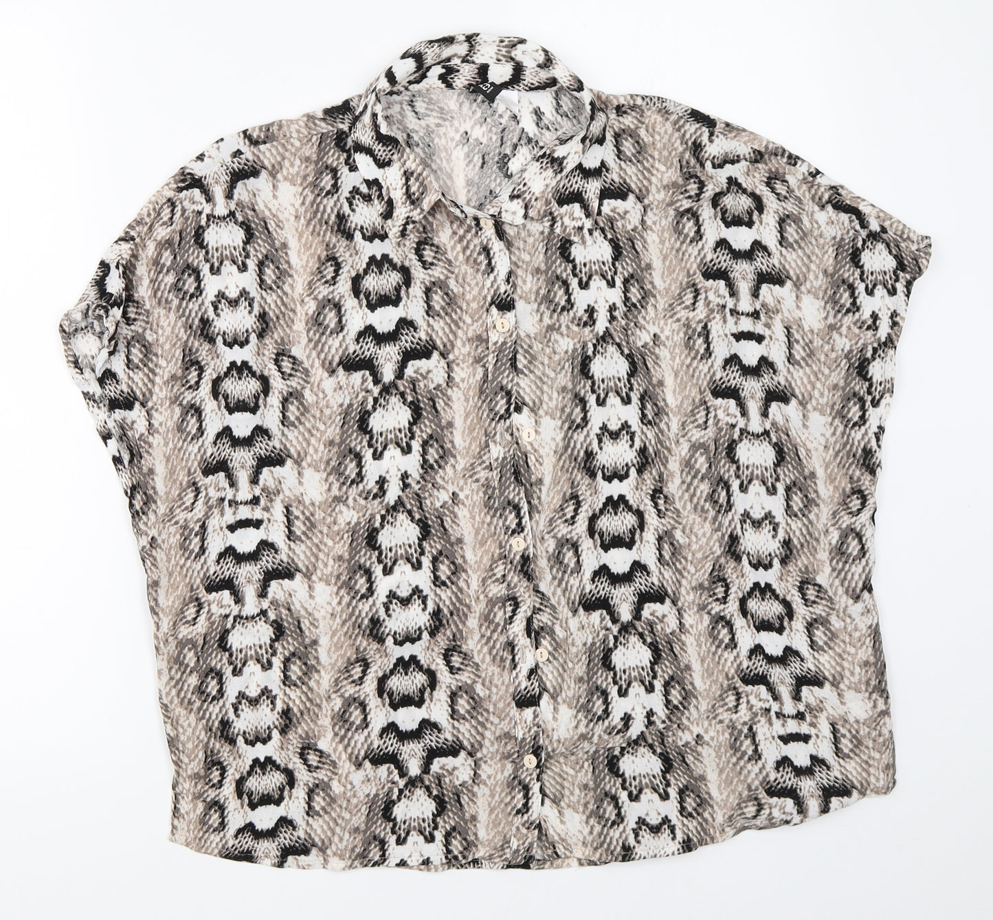 H&M Womens Grey Animal Print  Basic Button-Up Size 38