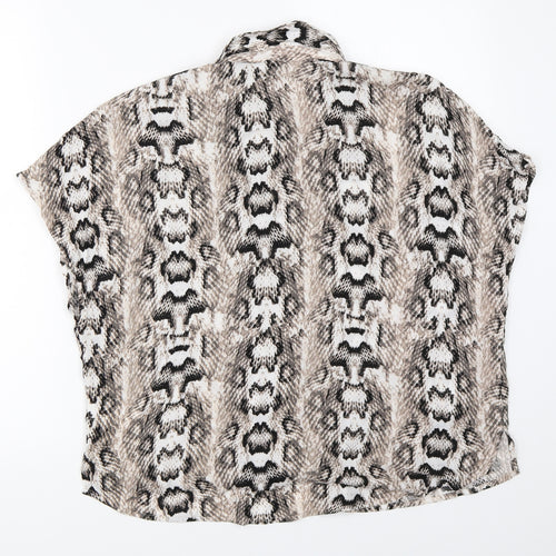 H&M Womens Grey Animal Print  Basic Button-Up Size 38