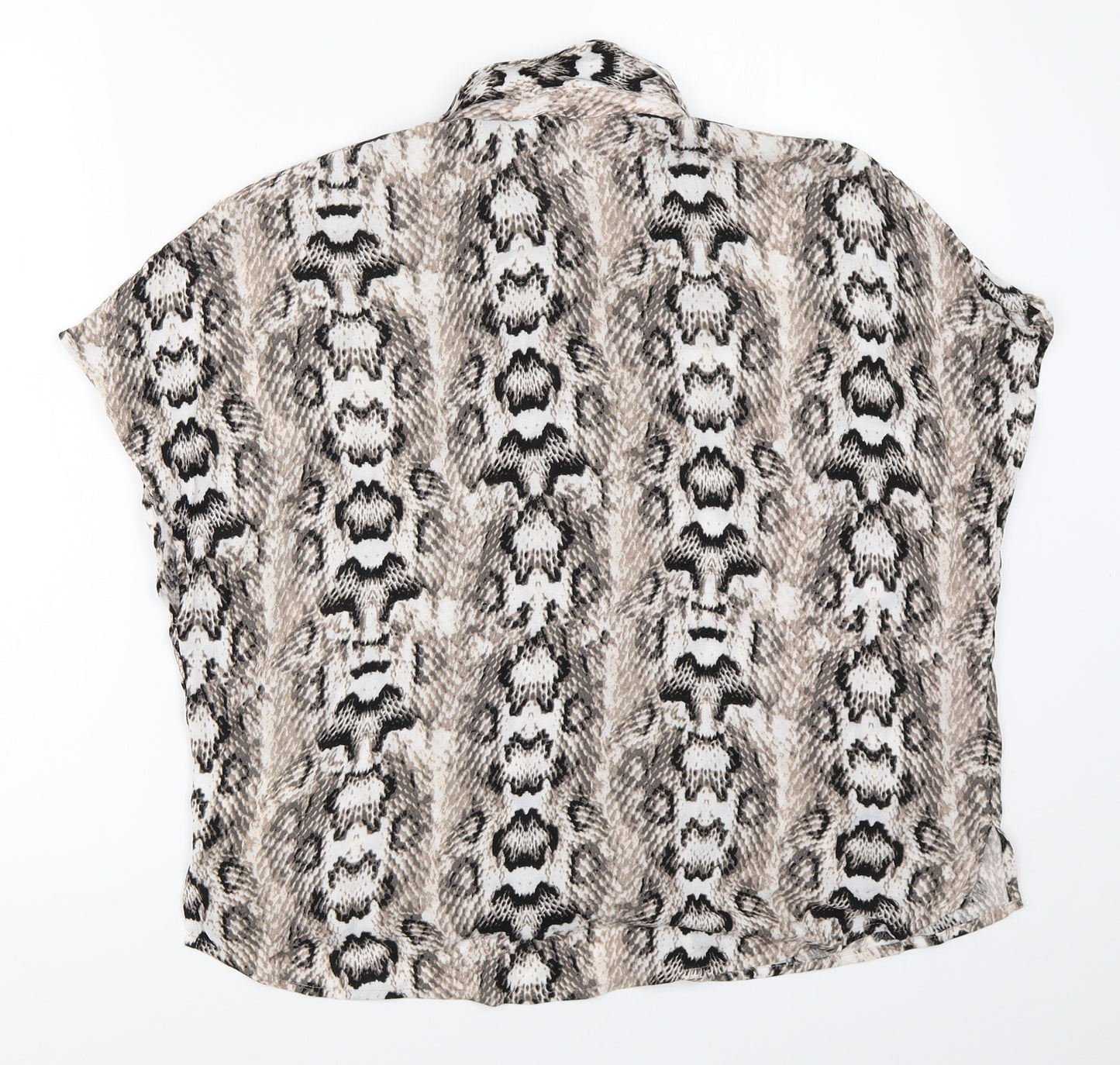 H&M Womens Grey Animal Print  Basic Button-Up Size 38