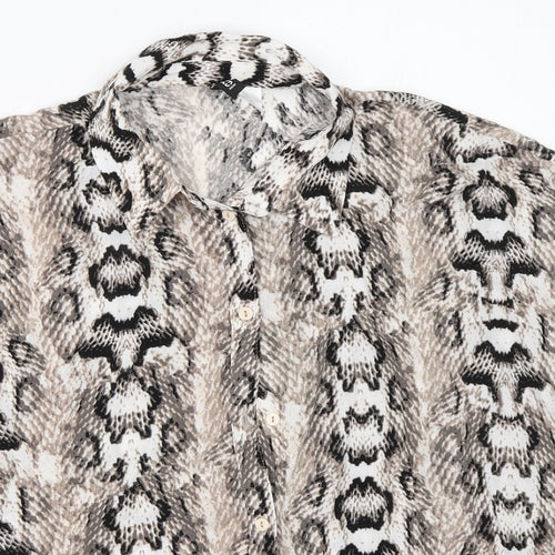 H&M Womens Grey Animal Print  Basic Button-Up Size 38