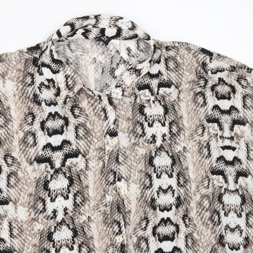 H&M Womens Grey Animal Print  Basic Button-Up Size 38