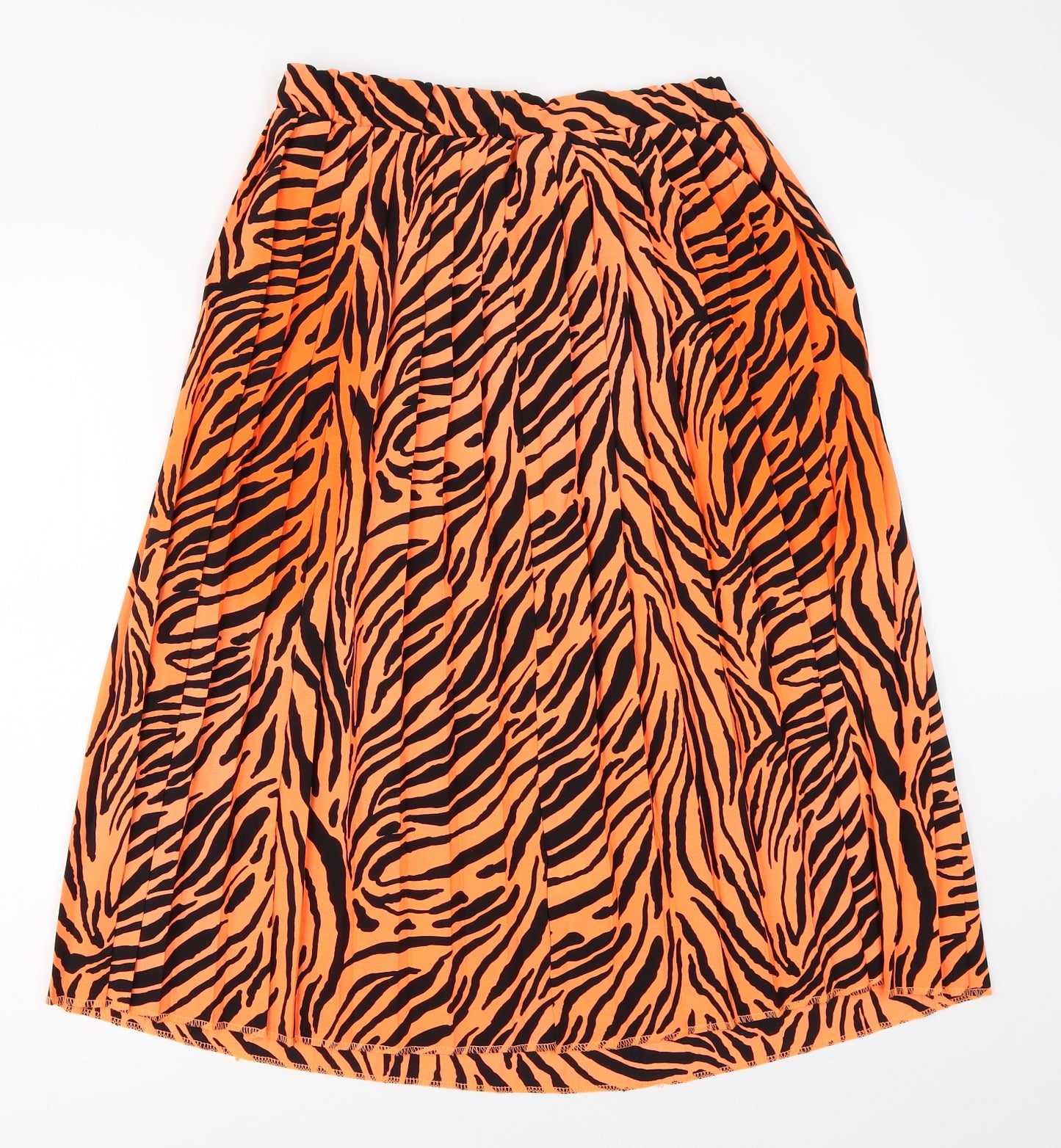 Boohoo Womens Orange Animal Print  Flare Skirt Size 10