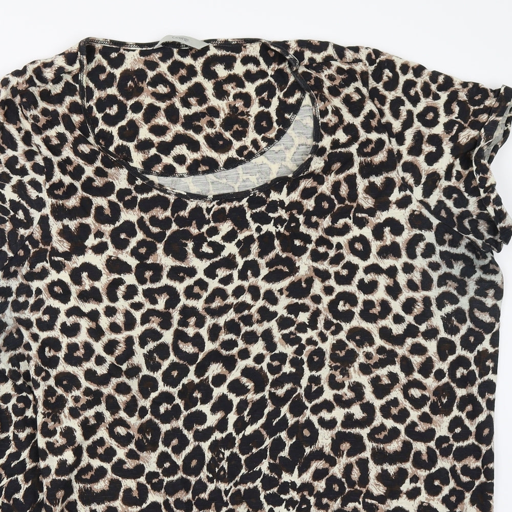 George Womens Beige Animal Print  Basic T-Shirt Size 22