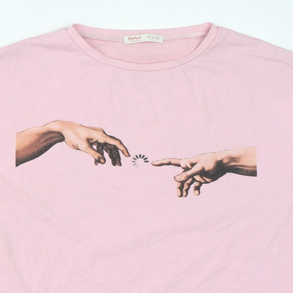 ROMWE Mens Pink    T-Shirt Size S