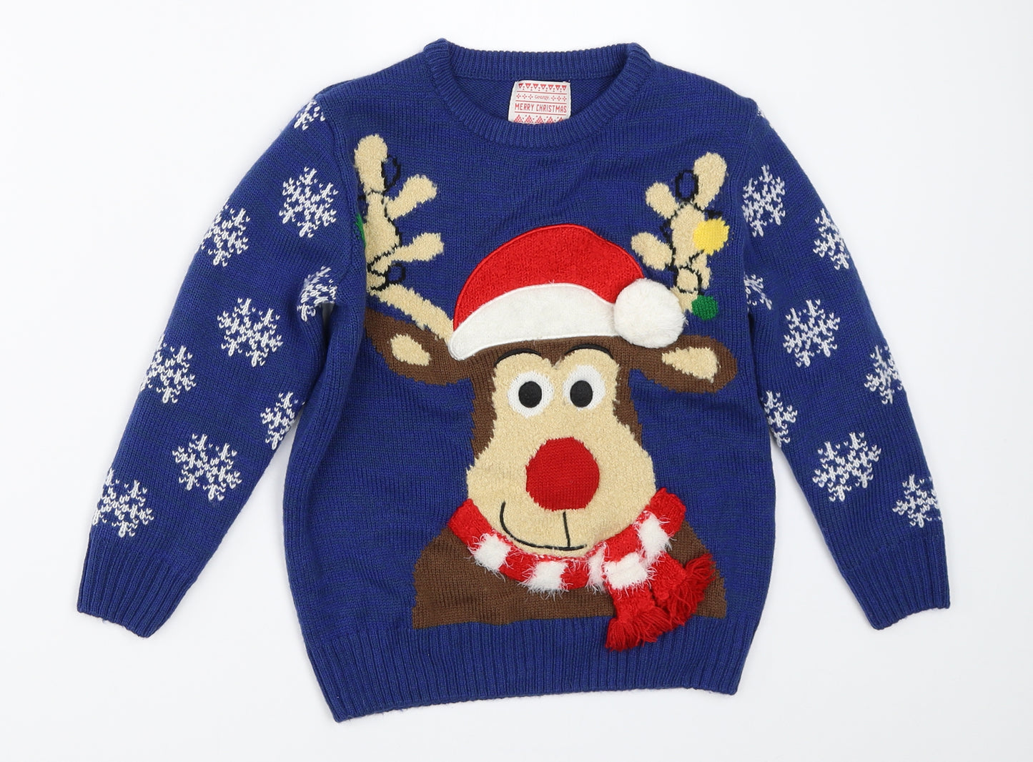 George Boys Blue   Pullover Jumper Size 6-7 Years  - christmas