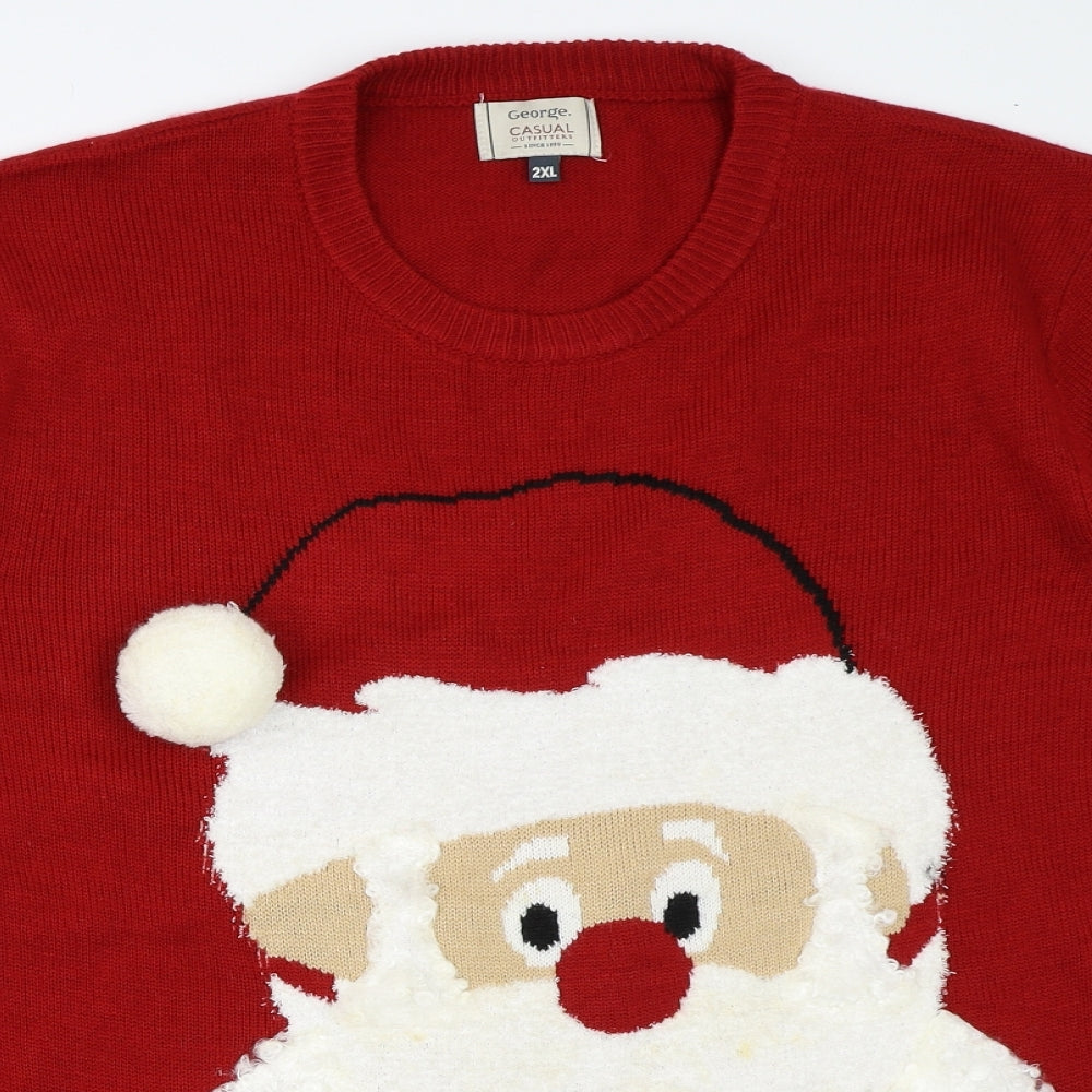 George Mens Red   Pullover Jumper Size 2XL  - Christmas santa