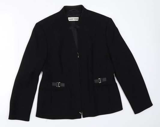 Front view of Gerry Weber women’s black jacket blazer, size UK 10