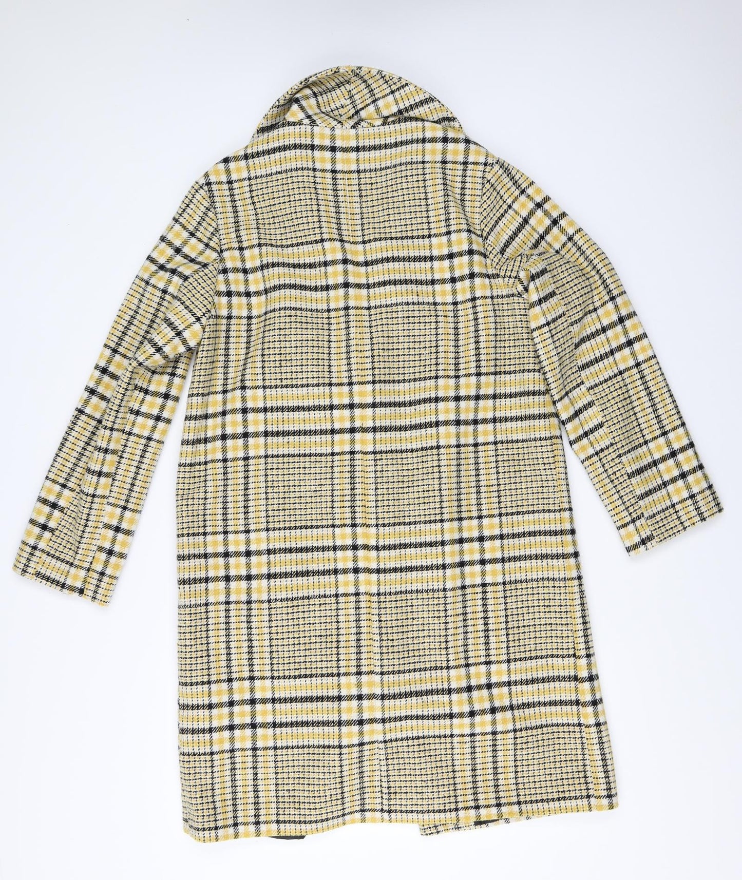 George Womens Yellow Check  Overcoat Coat Size 12