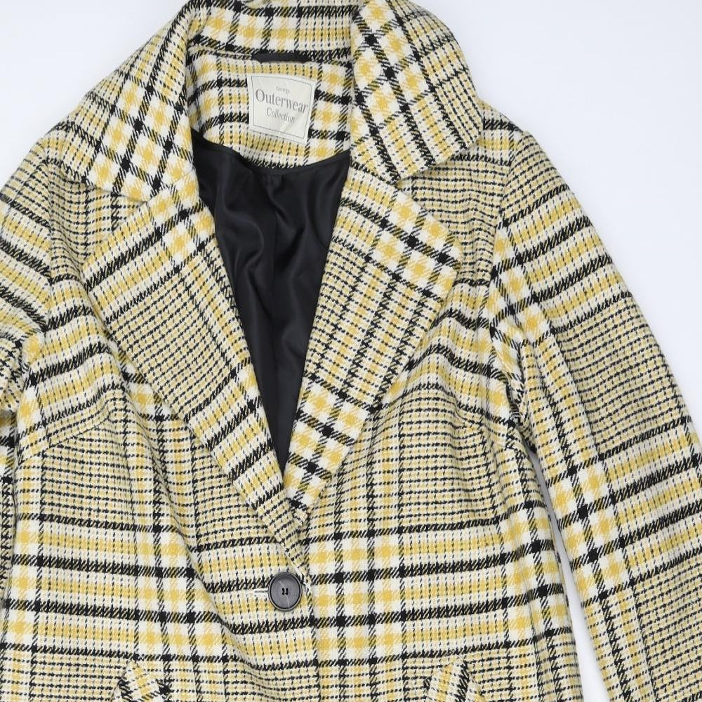 George Womens Yellow Check  Overcoat Coat Size 12
