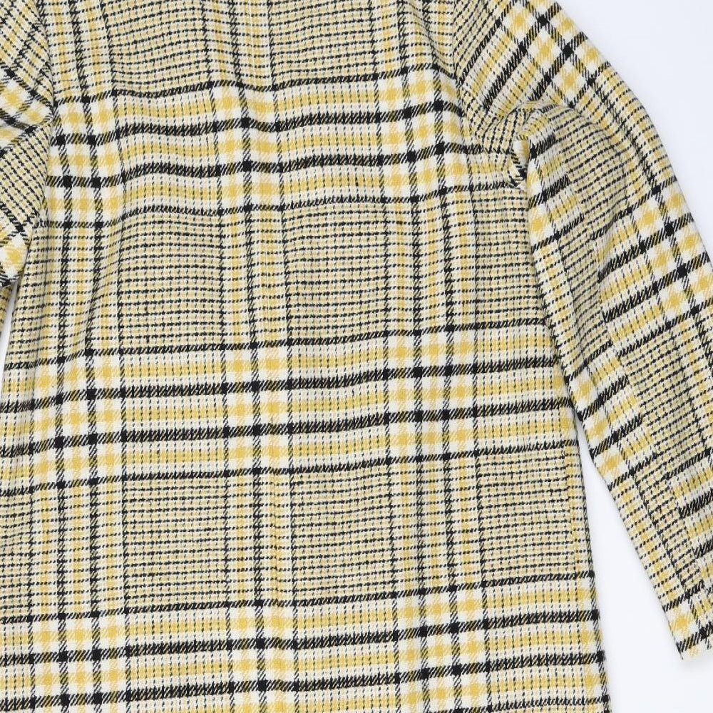 George Womens Yellow Check  Overcoat Coat Size 12