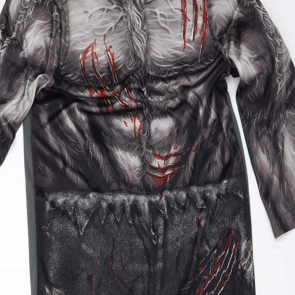 Hallow Scream Boys Grey   Basic T-Shirt Size 5-6 Years  - halloween costume