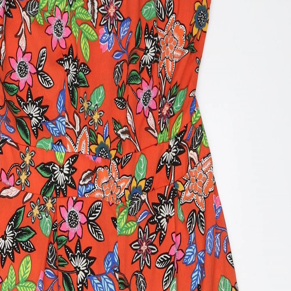 Atmosphere Womens Orange Floral  Jumpsuit One-Piece Size 10