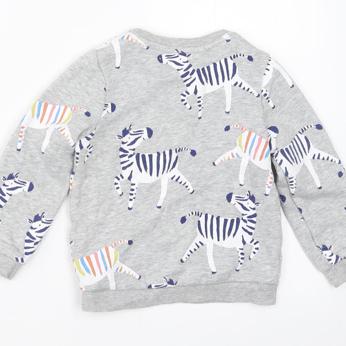 Marks and Spencer Girls Grey   Pullover Sweatshirt Size 2-3 Years  - zebra