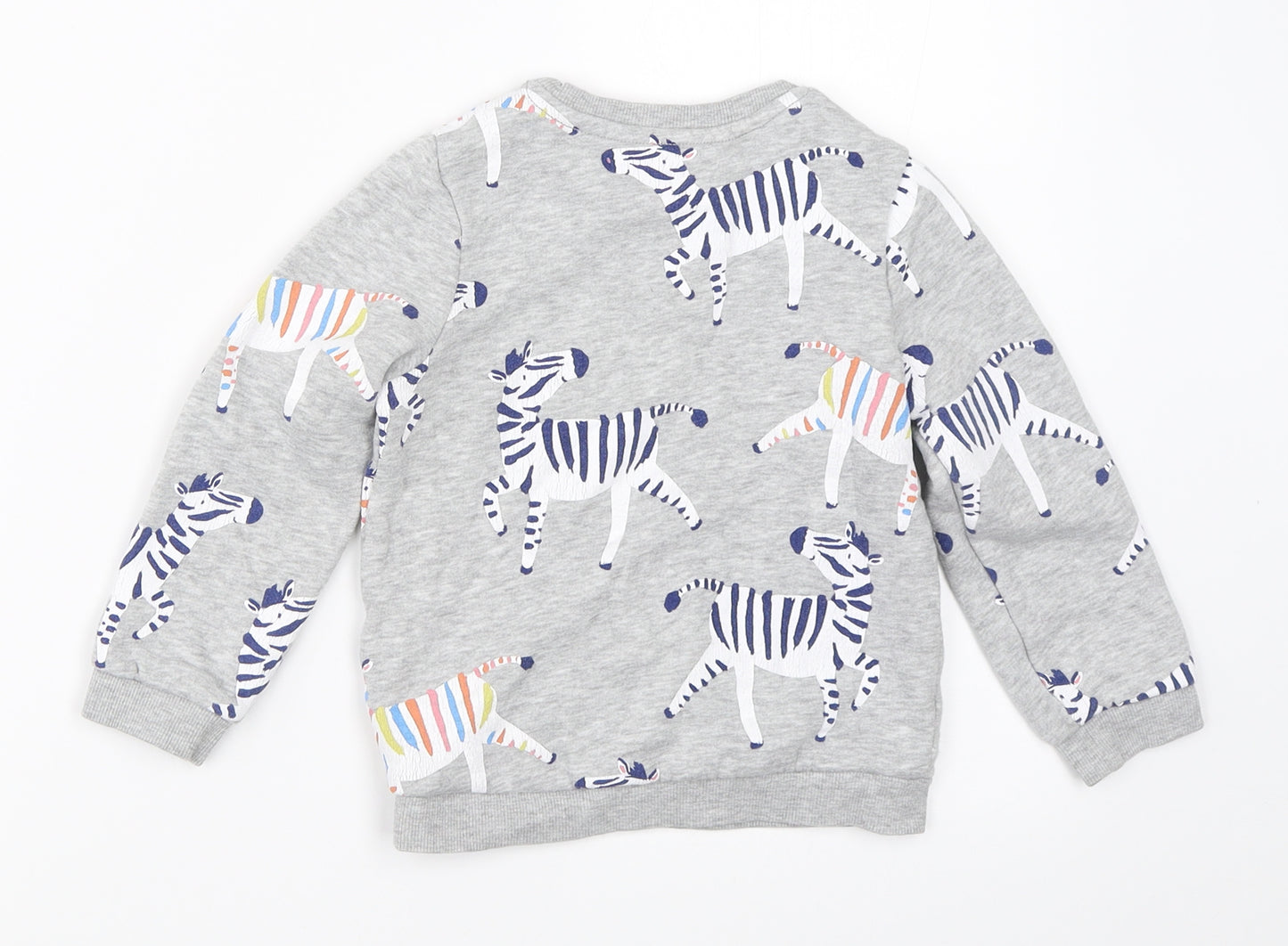 Marks and Spencer Girls Grey   Pullover Sweatshirt Size 2-3 Years  - zebra