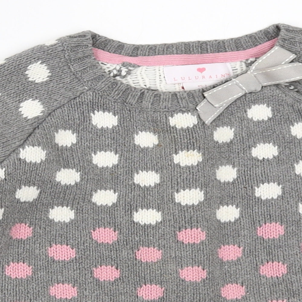 Lulurain Girls Grey Polka Dot  Pullover Jumper Size 4-5 Years