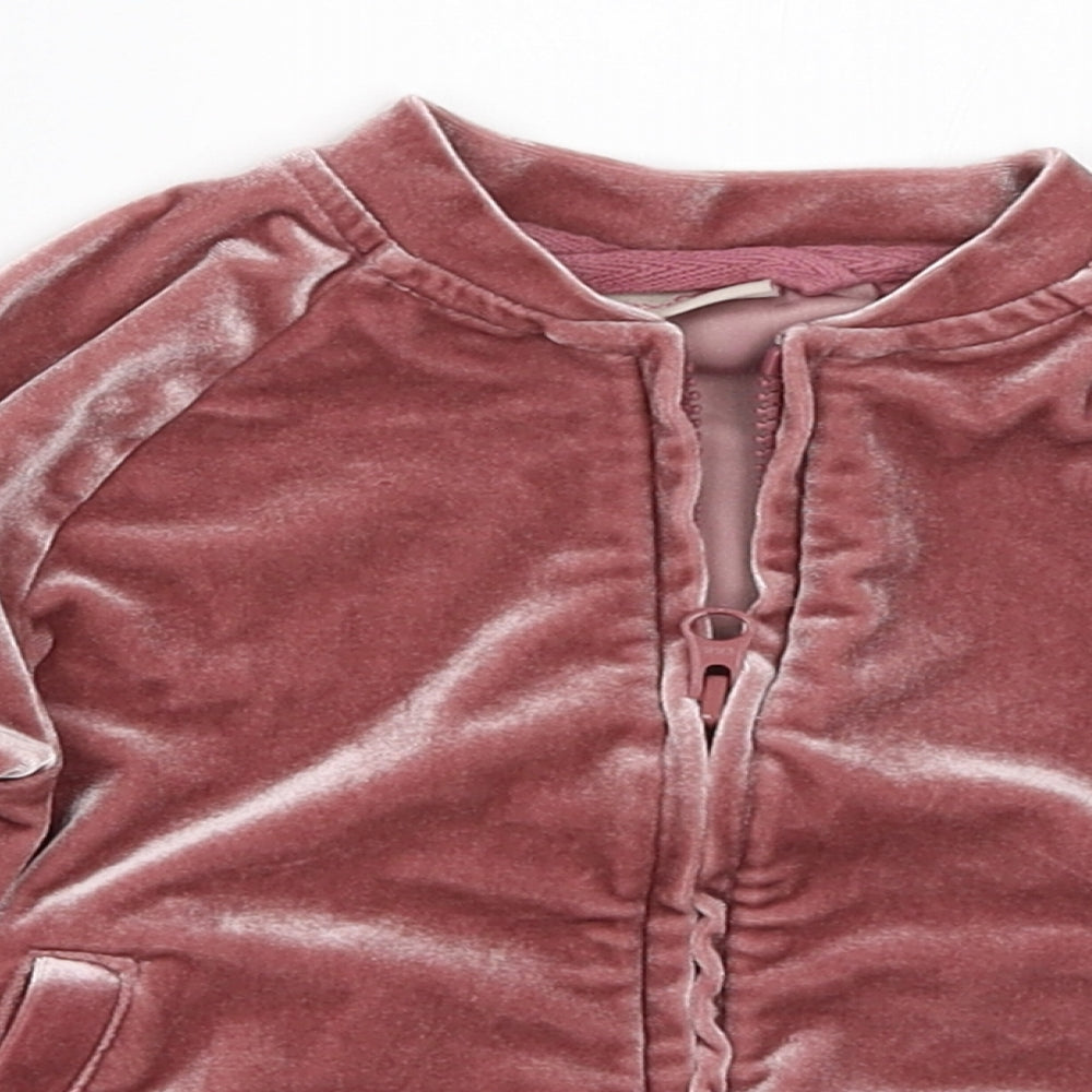 NEXT Girls Pink  Velour Jacket  Size 12-18 Months