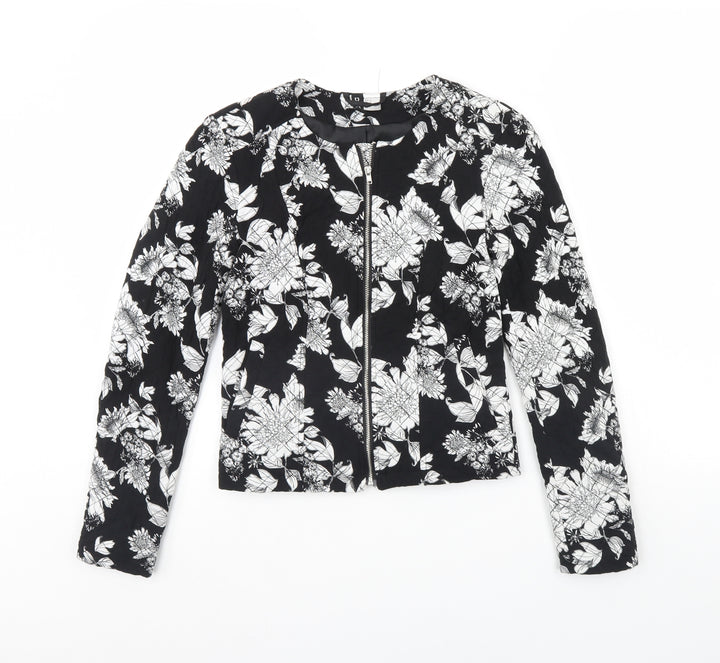 Divided Womens Black Floral Jacket Size 6