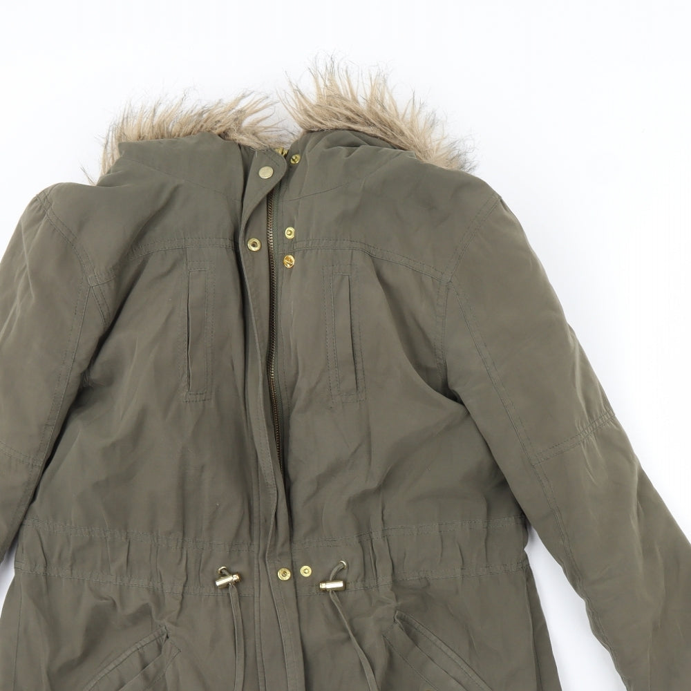 Oasis Womens Green   Rain Coat Coat Size M