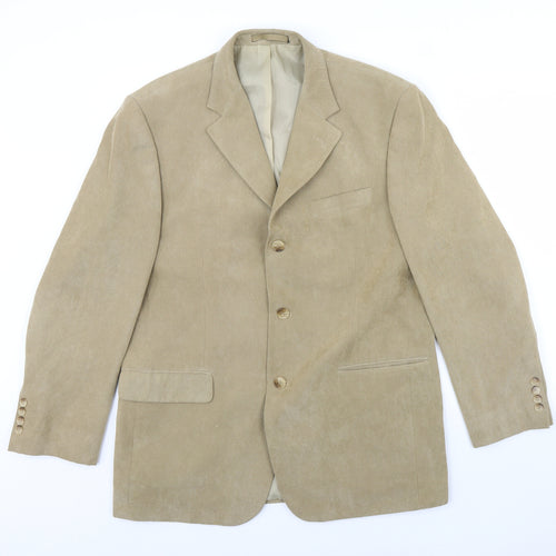 m&s Mens Beige  Corduroy Jacket Blazer Size 42  - Shoulder Pads