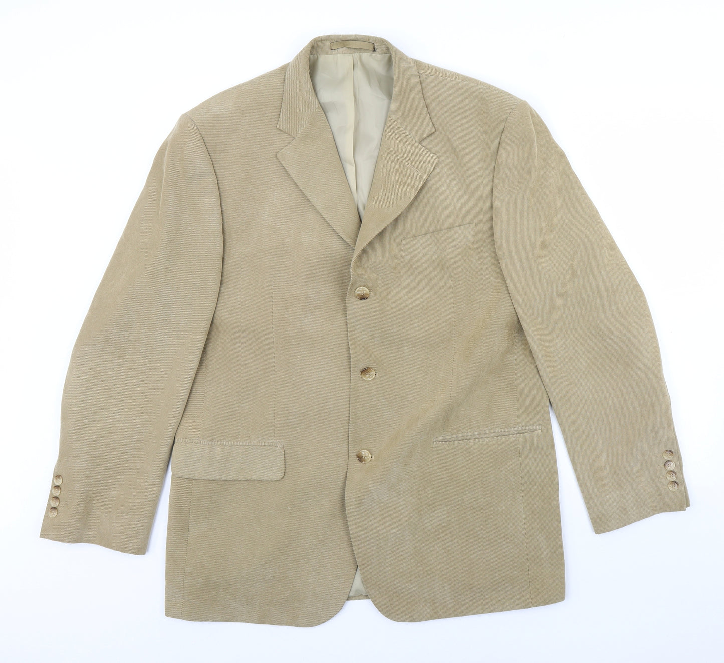 m&s Mens Beige  Corduroy Jacket Blazer Size 42  - Shoulder Pads