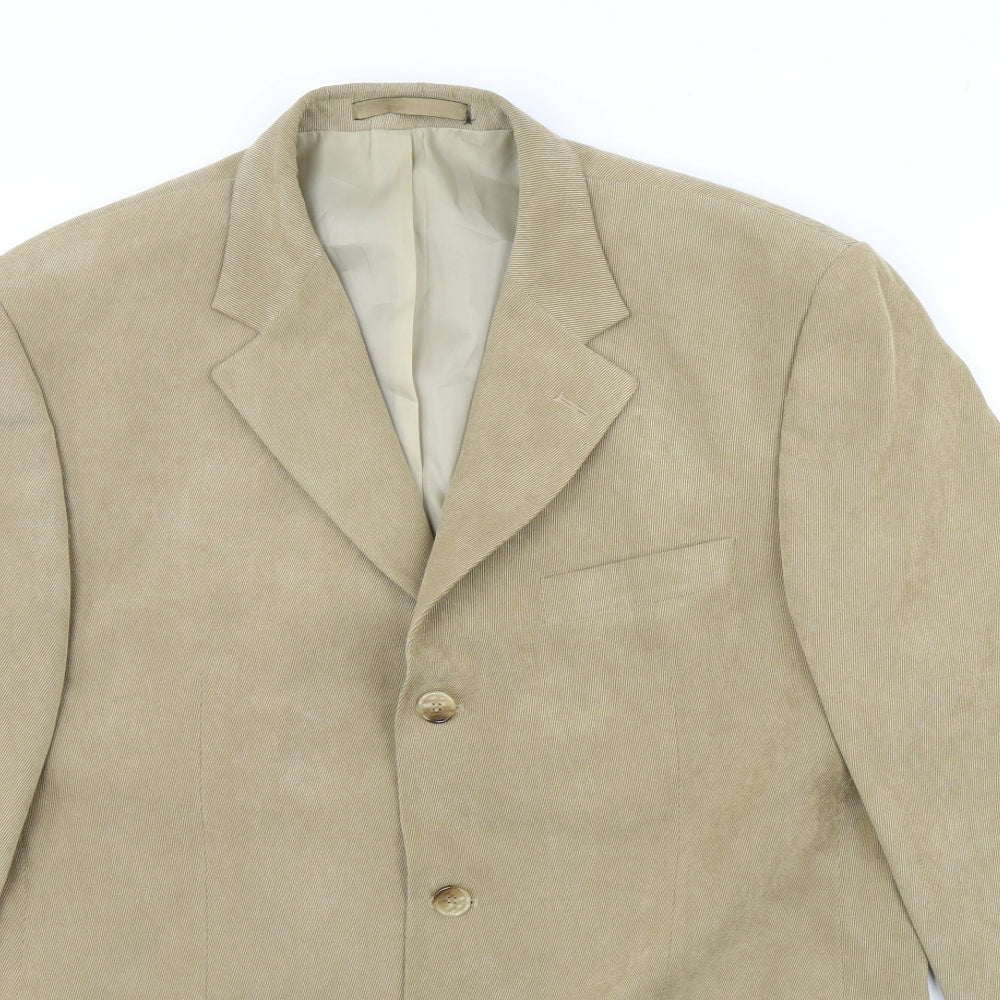 m&s Mens Beige  Corduroy Jacket Blazer Size 42  - Shoulder Pads