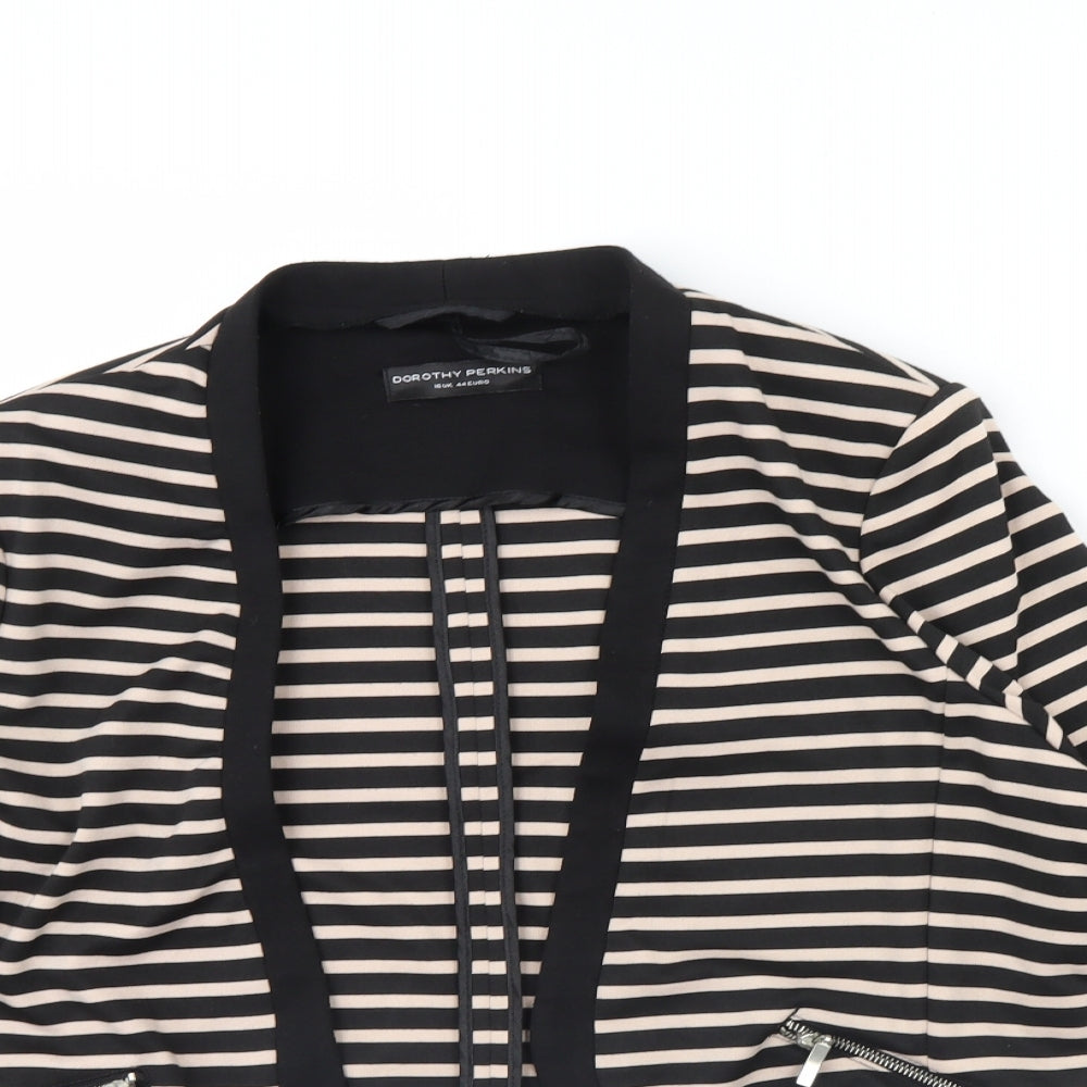 Dorothy Perkins Womens Black Striped  Jacket  Size 16  - Shoulder Pads