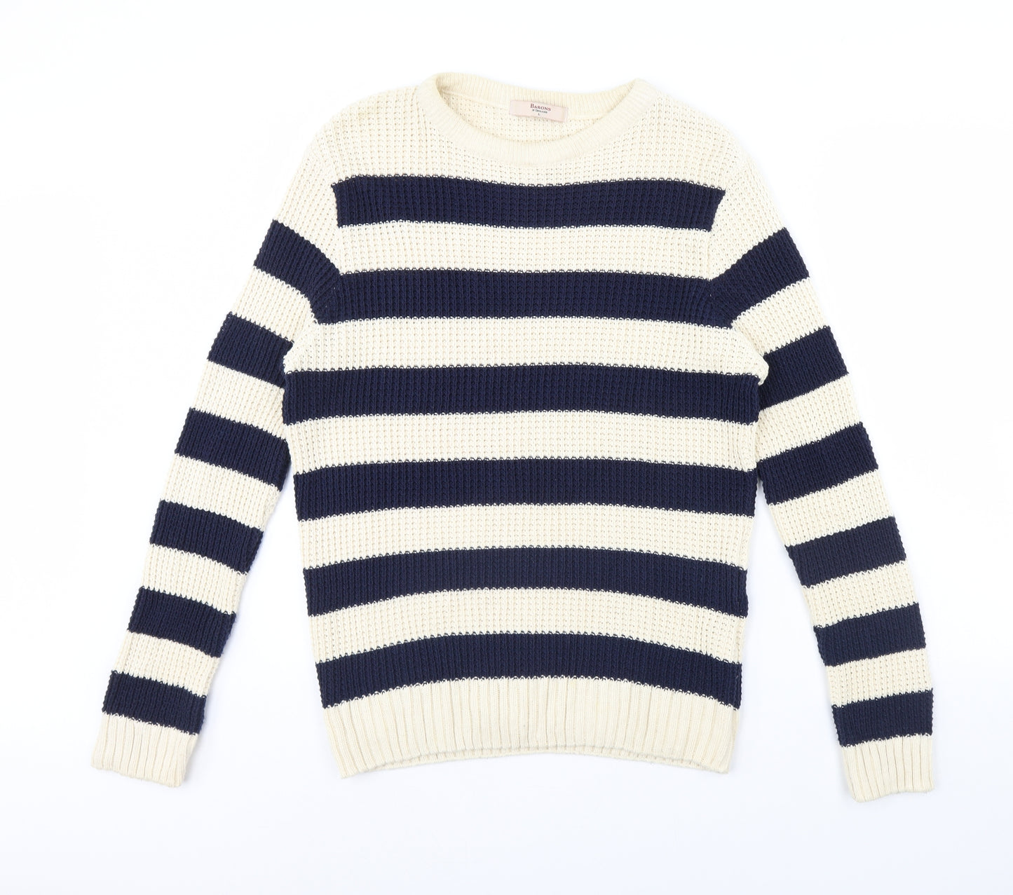 Barons Womens Blue Striped  Pullover Jumper Size L