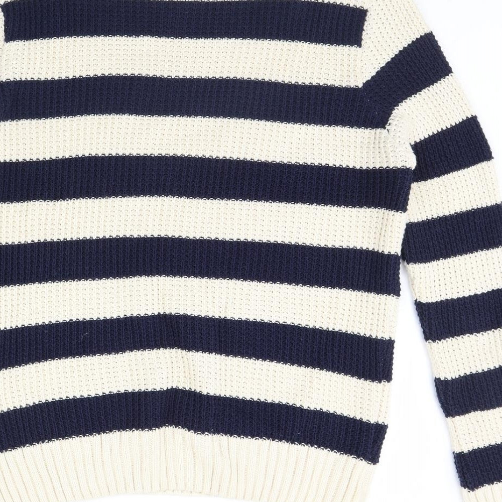 Barons Womens Blue Striped  Pullover Jumper Size L