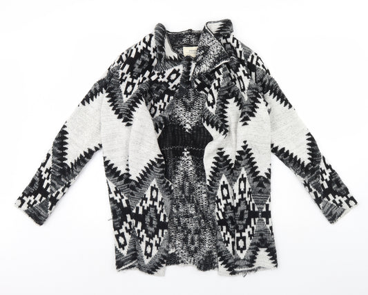 Front view of Papaya women’s black geometric jacket, size S