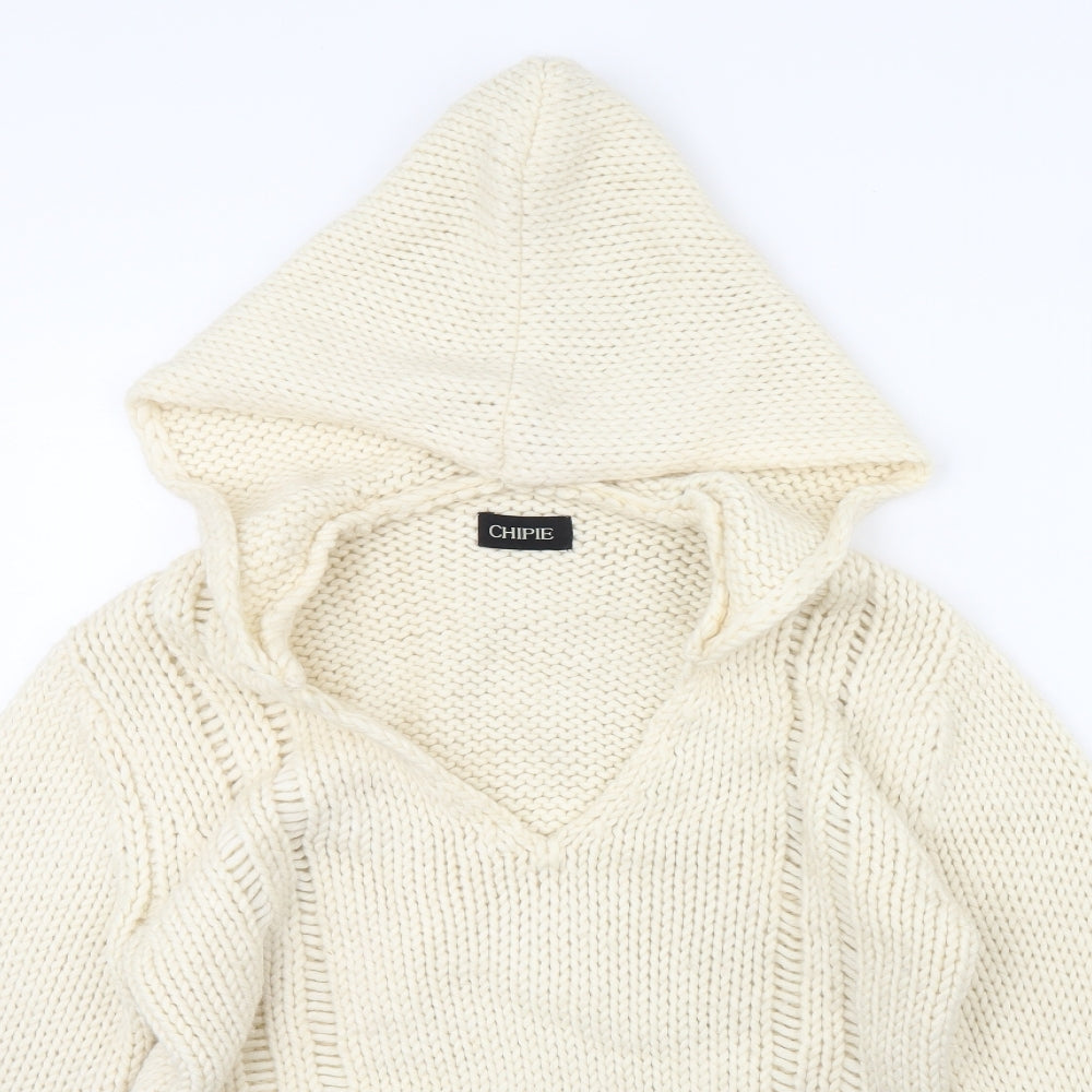 Chippie Womens Ivory   Pullover Hoodie Size L