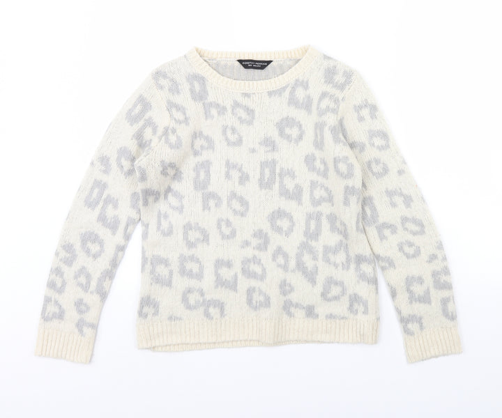 Dorothy Perkins Womens Ivory Animal Print  Pullover Jumper Size 10