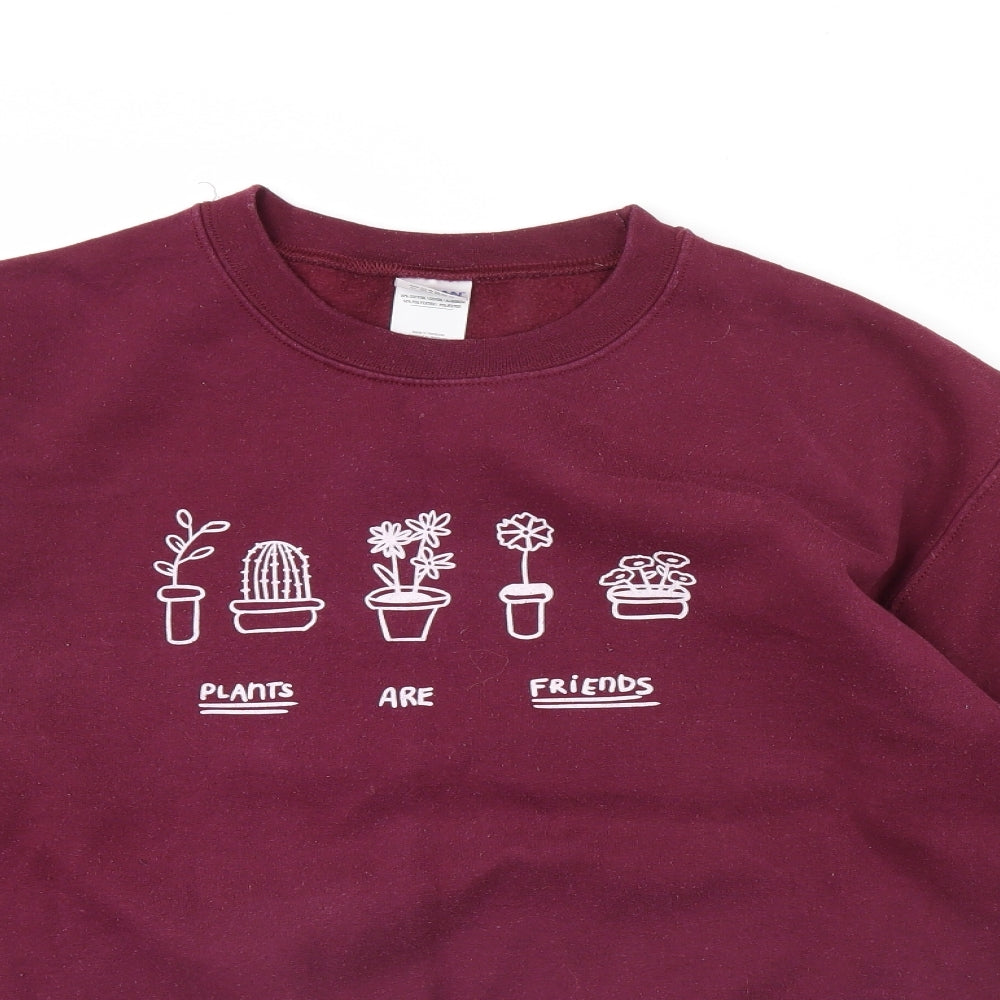 Gildan Womens Purple   Pullover Jumper Size M  - plants are friends