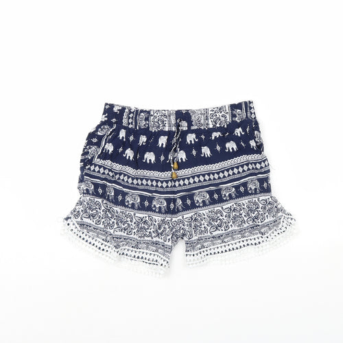 Preworn Womens Blue Animal Print  Culotte Shorts Size M